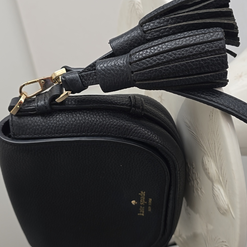 Kate Spade Orchard Street Penelope Pebbled Leather Crossbody Tassel Bag Black - Picture 5 of 16